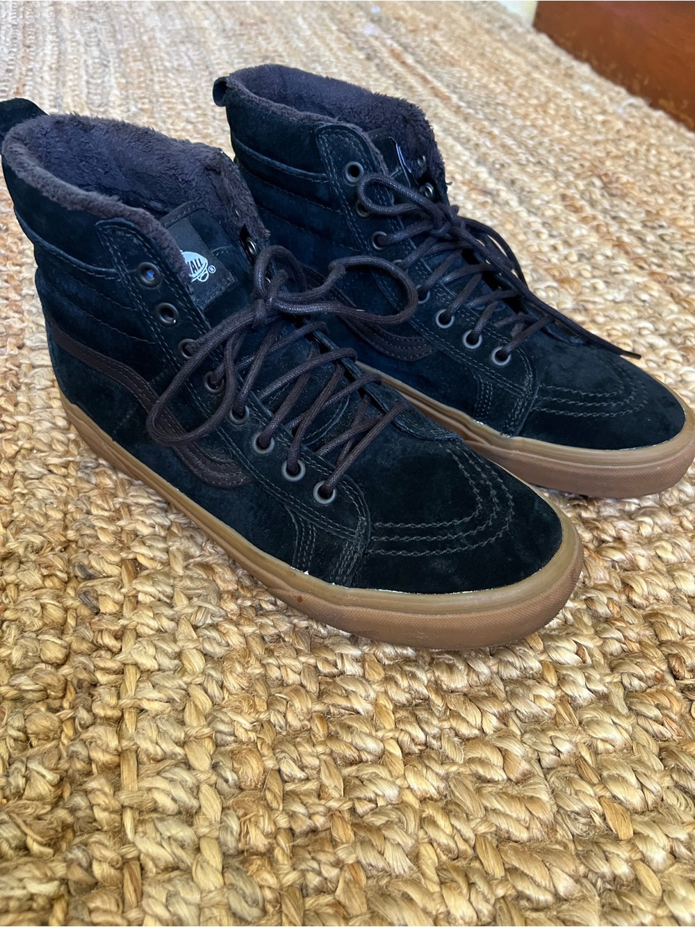 Vans Men’s Black Suede High-Top Sneakers with Gum Sole